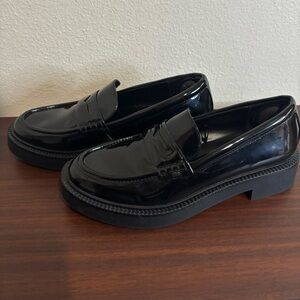 Zara Glossy Black Loafers